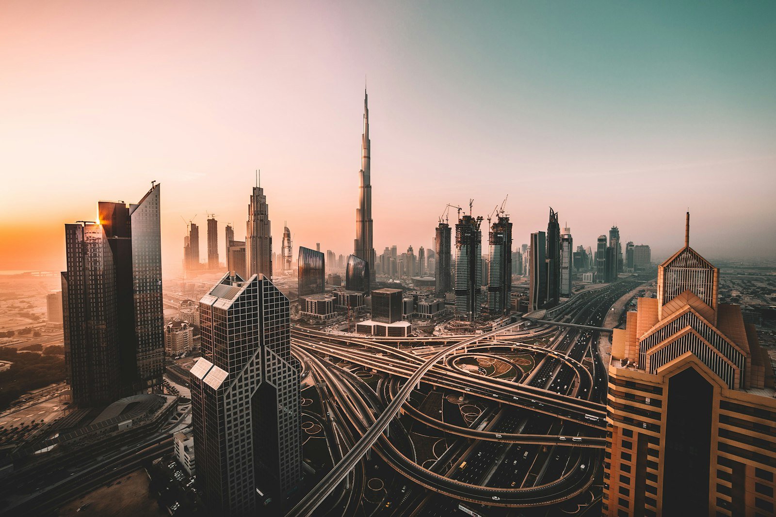 Dubai skyline view at night